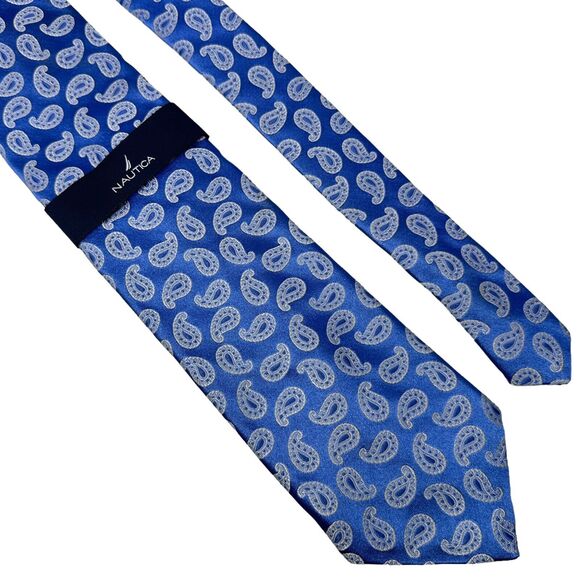 NWT Nautifca Men’s Annadale Paisley Necktie 100% Silk Blue Neck Tie USA 59" - Picture 1 of 6